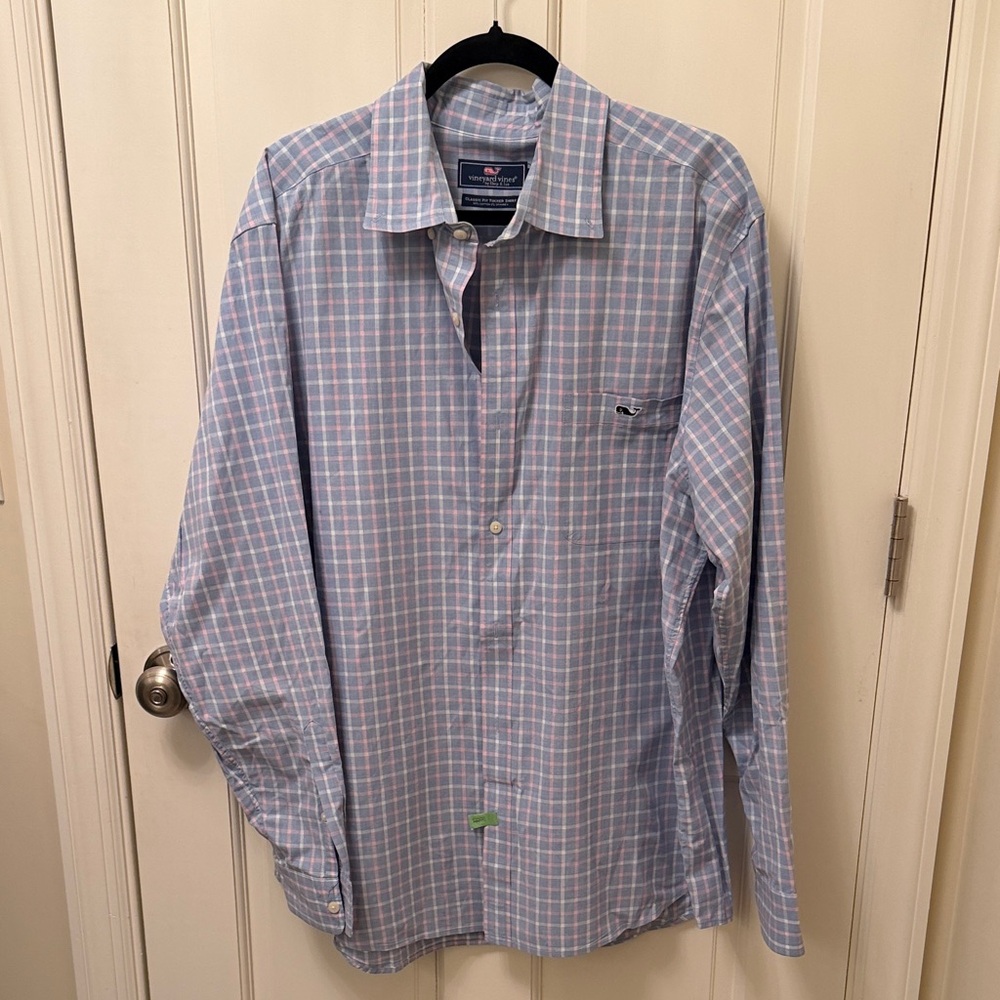 Vineyard Vines Light Blue and Pink Check Shirt